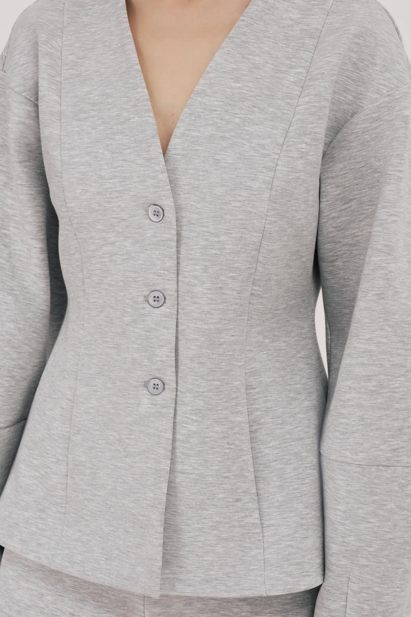 Жакет из трикотажного модала Ricoco, цвет: серый меланж,  купить онлайн