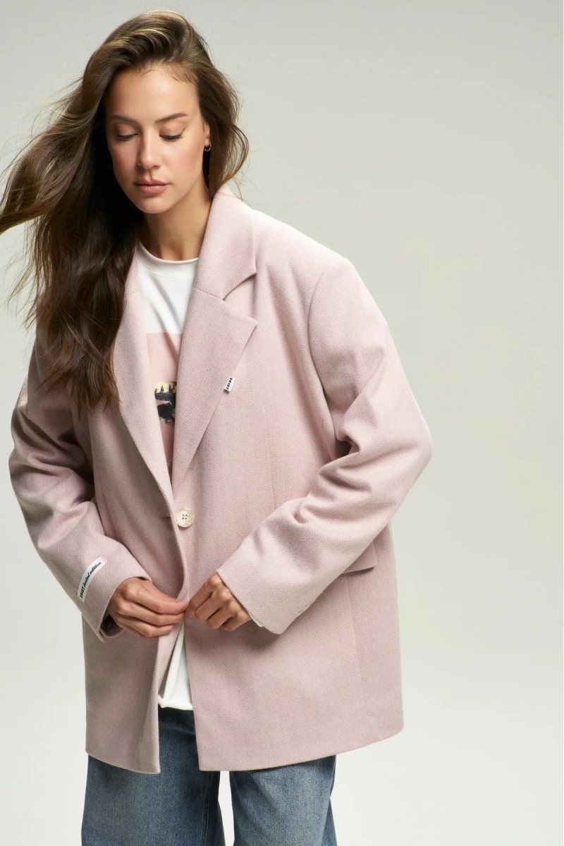 Пальто-жакет "Ёлочка" Pink Erist store, цвет: розовый, НФ-00001658 купить онлайн