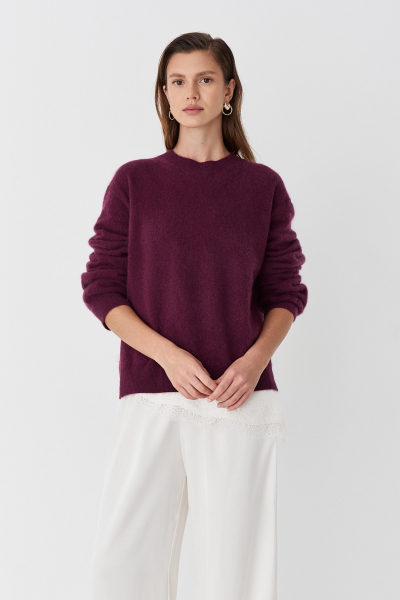 Свитер пушистый из 100% шерсти Ricoco, цвет: сливовый, 6099/1 купить онлайн