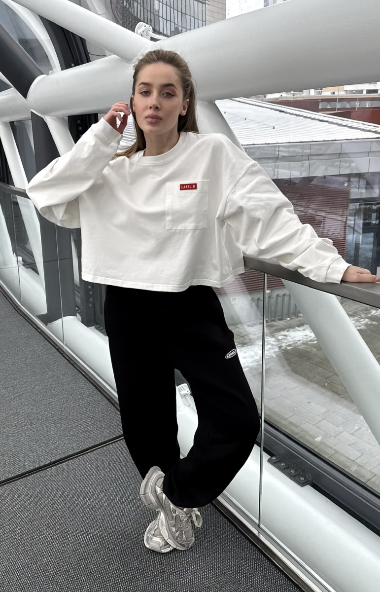 Лонгслив укороченный с карманом WHITE/RED Label .B, цвет: WHITE/RED, Tp.03.4.4101WHR купить онлайн