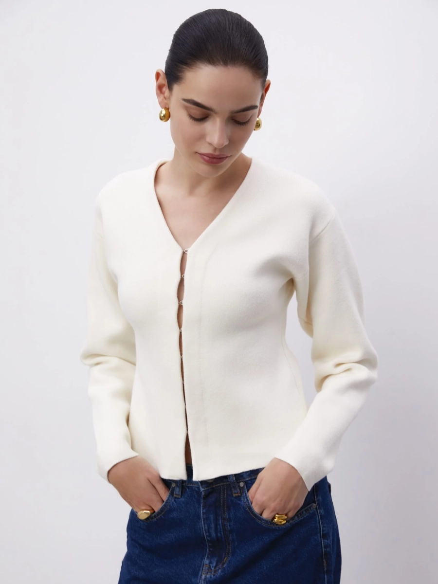 Жаккардовый кардиган milk PAPAYA, цвет: молочный, FW2407CA91DR купить онлайн