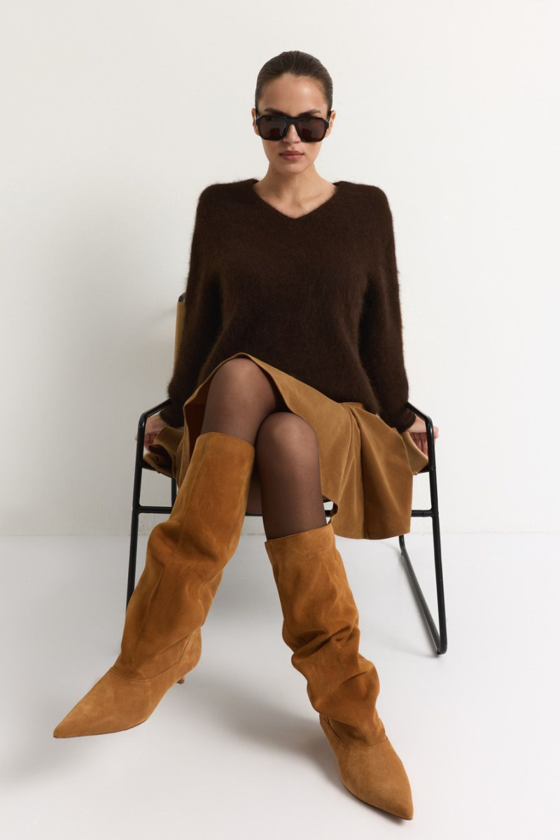 Пуловер из смесовой ангорской шерсти TOPTOP, цвет: коричневый, TTS.050.18231.700 купить онлайн