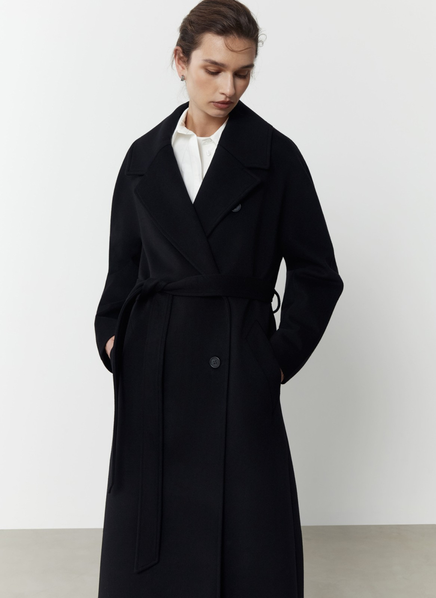 Двубортное пальто из шерсти ALL WE NEED, цвет: Черный, 2608W5107-01 купить онлайн