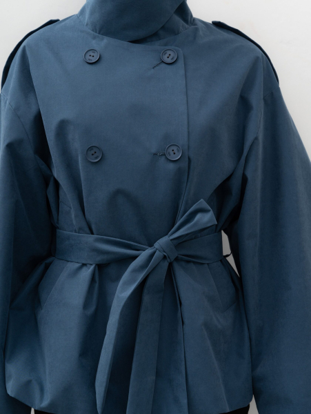 Тренч укороченный TRES, цвет: синий, НФ-00002749 купить онлайн