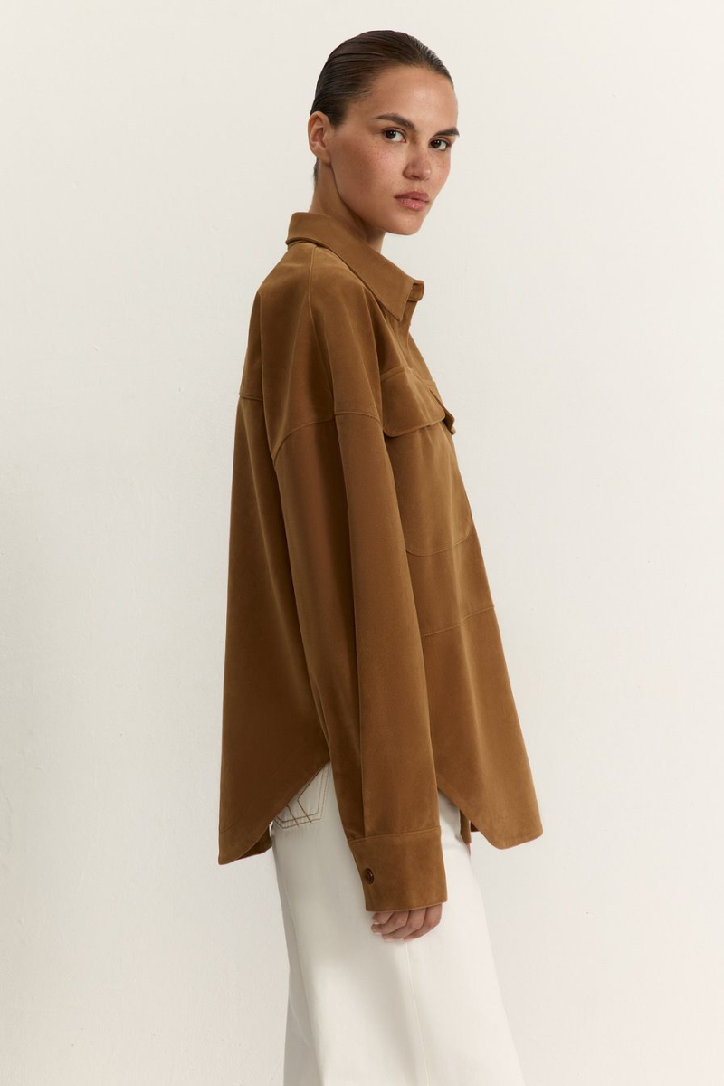 Рубашка из экозамши TOPTOP, цвет: бежевый, TT.021.17921.110 купить онлайн