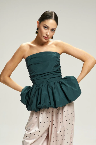 Топ-корсет с баской Pine Green