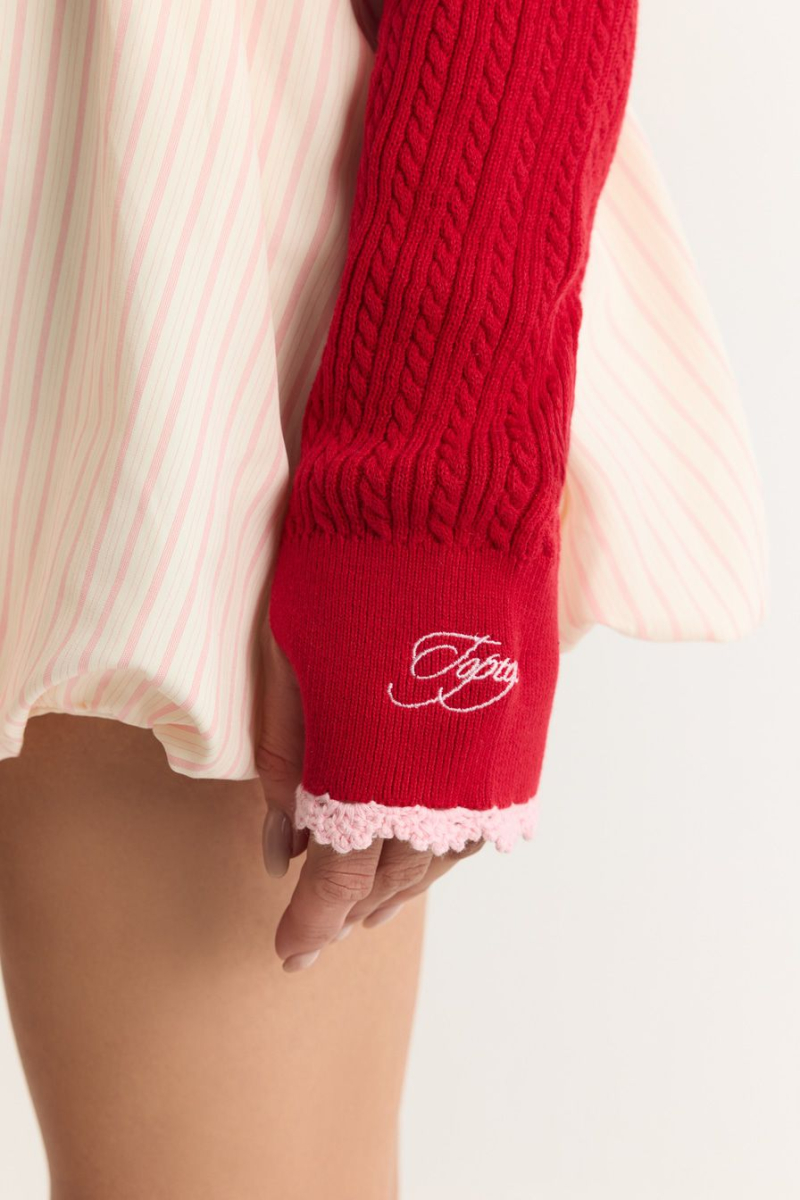 Кардиган из 100% хлопка TOPTOP, цвет: красный с принтом, TT.051.18987.321 купить онлайн