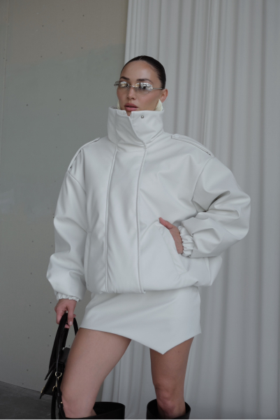 Юбка мини из экокожи MINI, цвет: молочный, НФ-00000427 купить онлайн