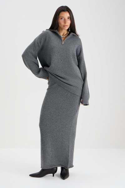 Костюм (джемпер на молнии + юбка) MIA AIM, цвет: серый, MIA697 купить онлайн