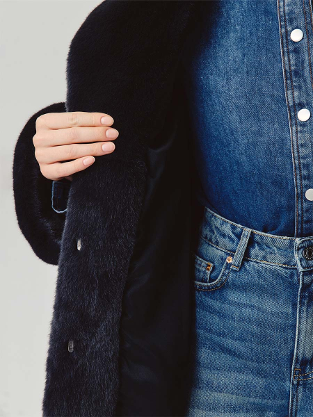 Экошуба с английским воротником Only me, цвет: графит, ЭШ2976 купить онлайн