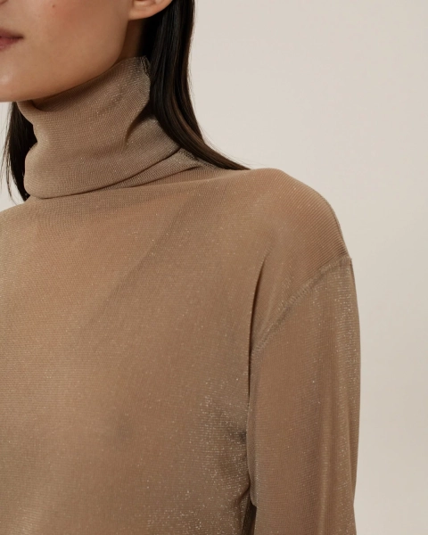 Водолазка с металлической нитью Anmuse, цвет: бежевый, TP24W134-BEG-1 купить онлайн