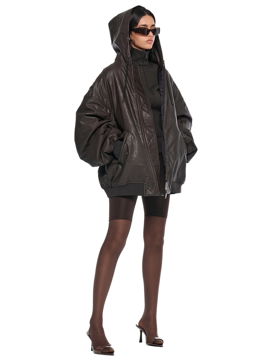 Бомбер с капюшоном OUT OF REACH, цвет: коричневый, BMBROOROHBRN купить онлайн