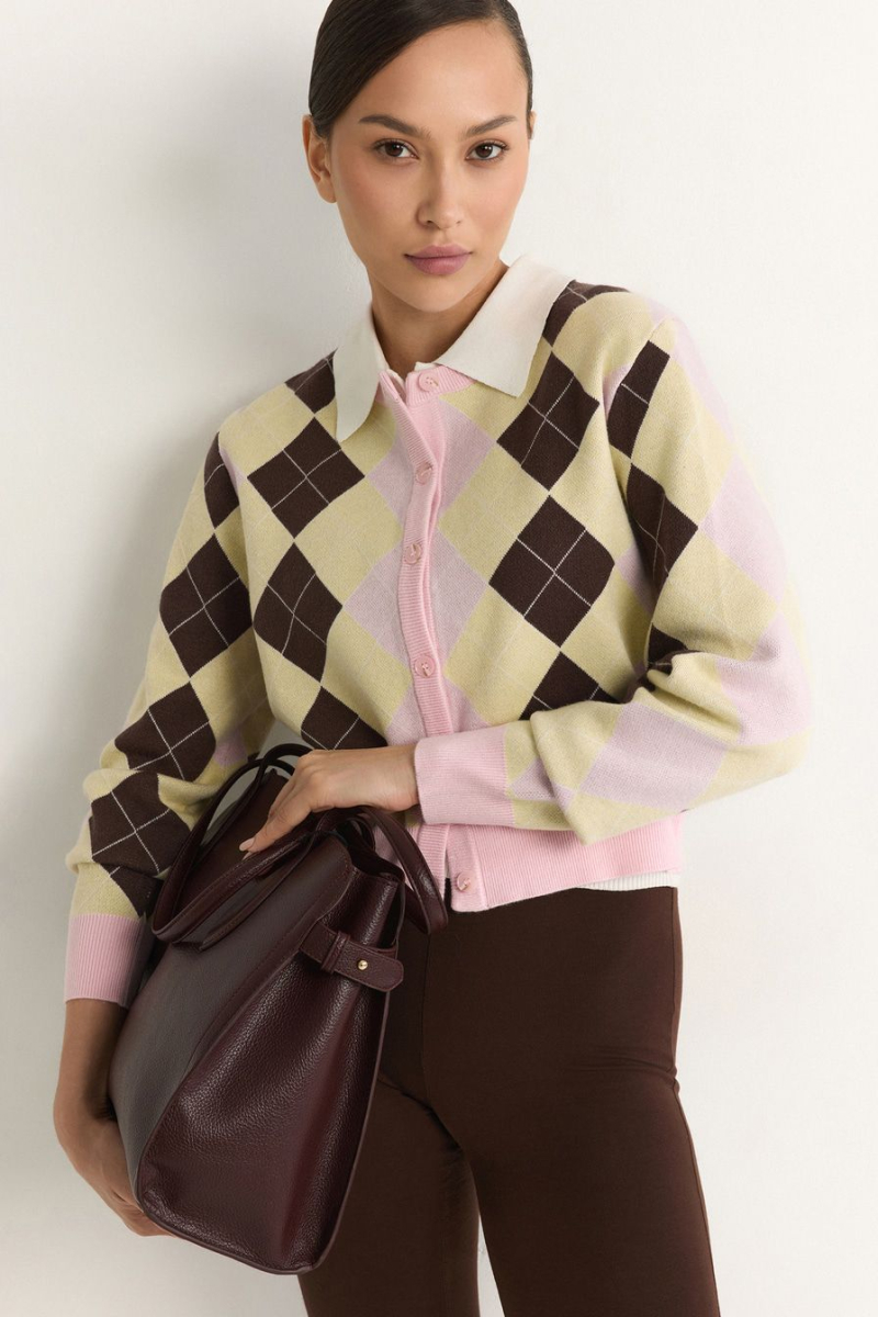 Кардиган из смесовой вискозы TOPTOP, цвет: розовый с принтом, TT.051.17707.301 купить онлайн