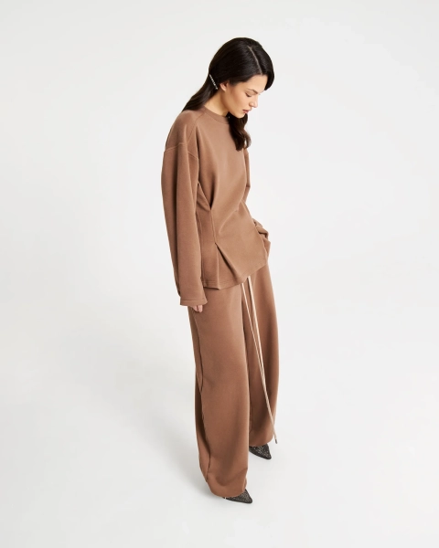 Свитшот с акцентной талией NUT Anmuse, цвет: коричневый,  купить онлайн