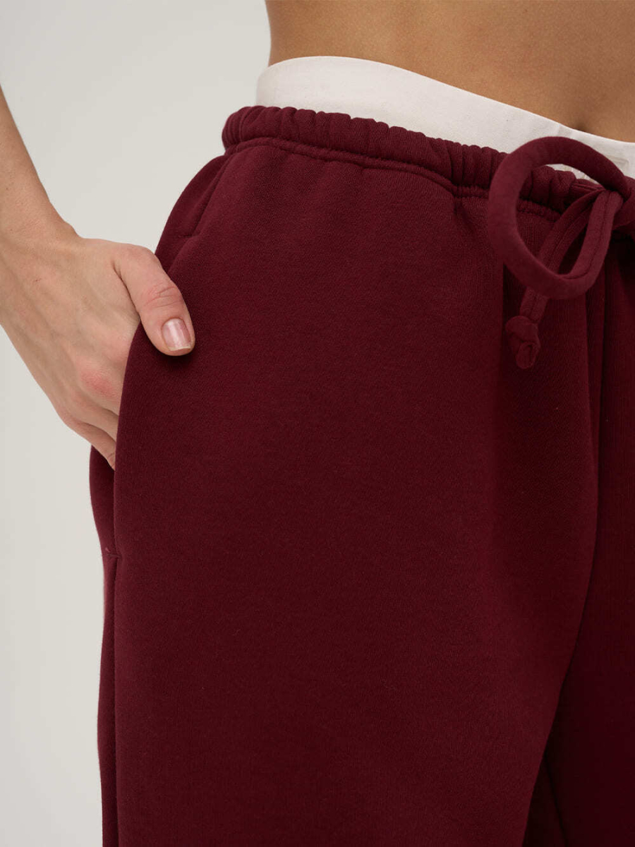 Брюки на завязках с начесом ONSI, цвет: burgundy,  купить онлайн