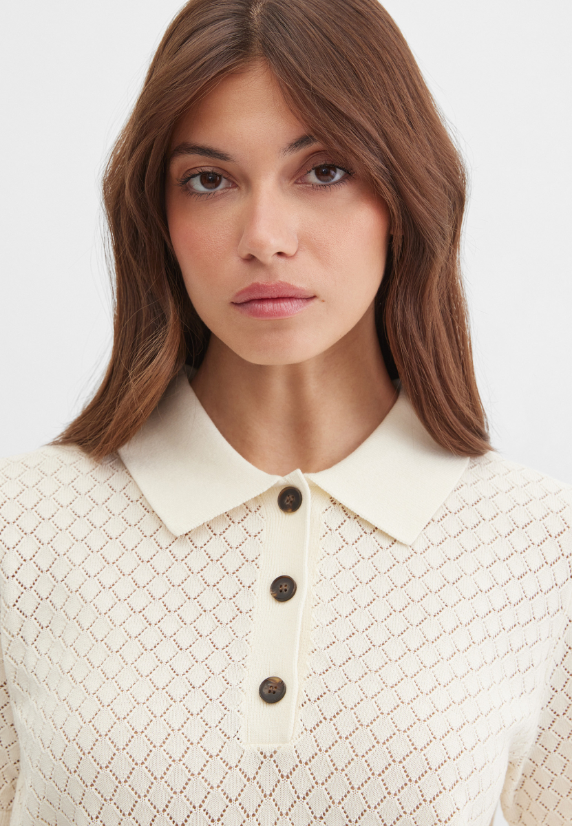 Ажурное поло из хлопка Marou, цвет: молочный, Mar_26051409 купить онлайн