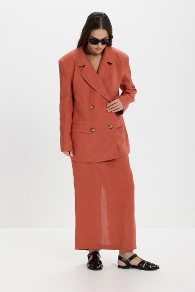 Юбка миди лен ABDA, цвет: марокканская глина, 212609703517 купить онлайн