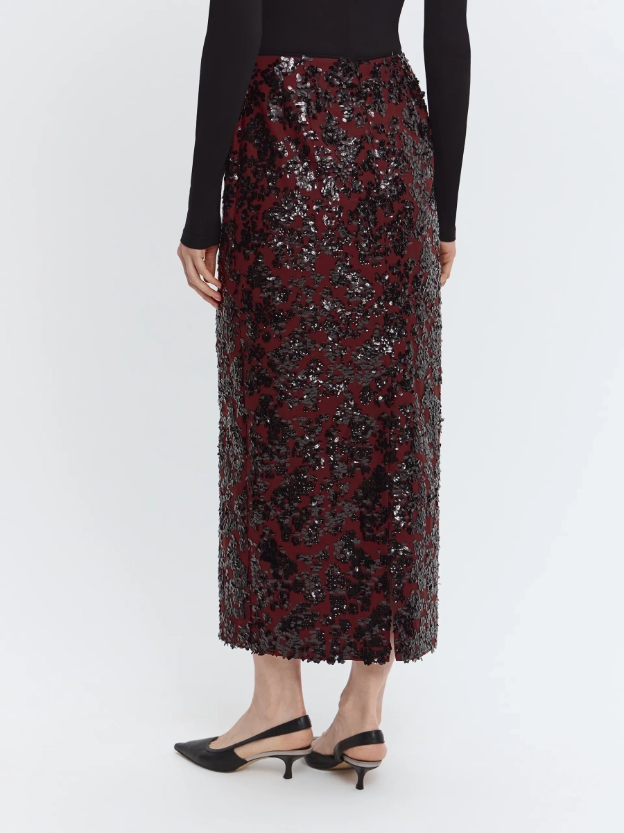 Юбка с пайетками ANNA PEKUN, цвет: Бордовый,  купить онлайн