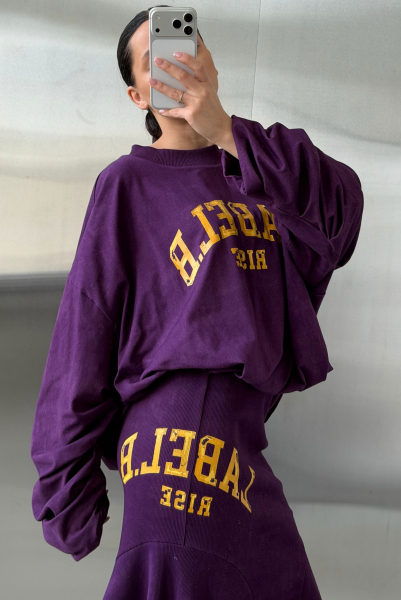 Юбка с клиньями из фактурного трикотажа Label .B, цвет: фиолетовый,  купить онлайн