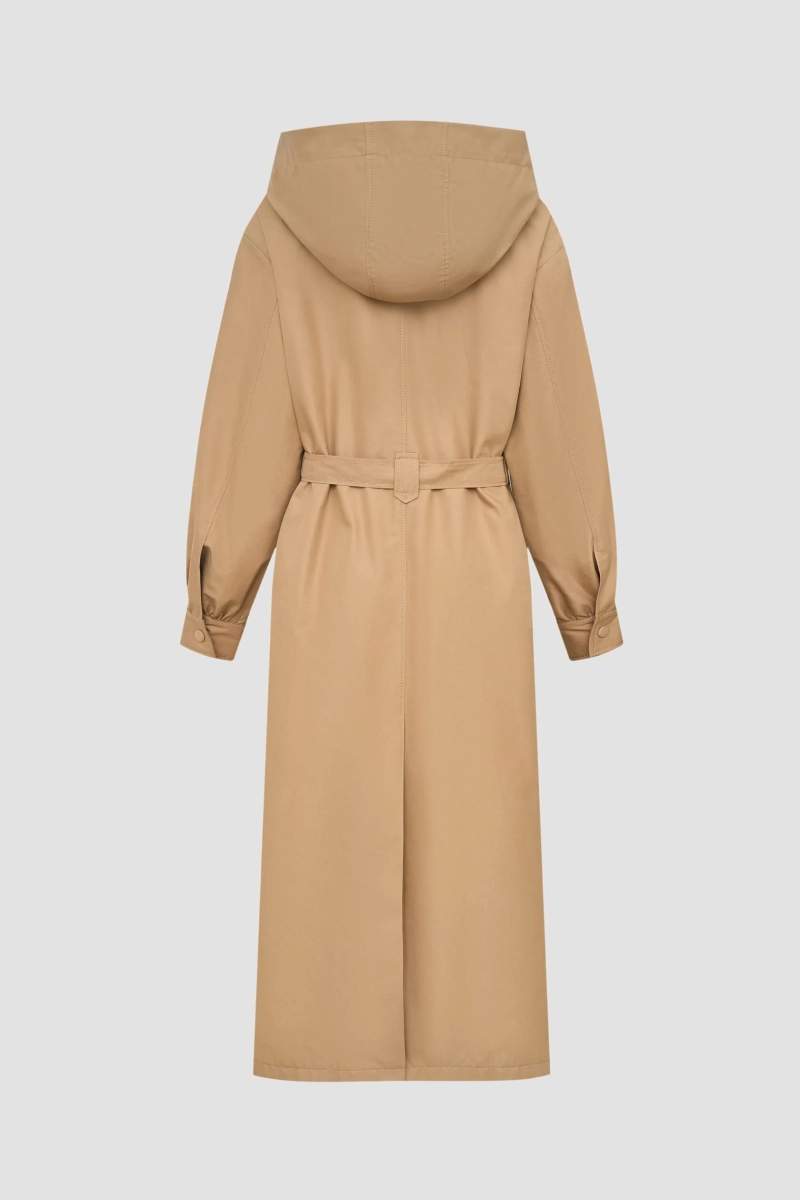 Двубортный тренч с капюшоном PAPAYA, цвет: песочный, FW23PP88TC купить онлайн