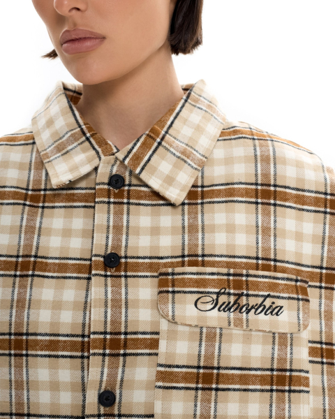 Куртка-рубашка со съемным капюшоном Suborbia, цвет: бежевый/черный, 006827 купить онлайн