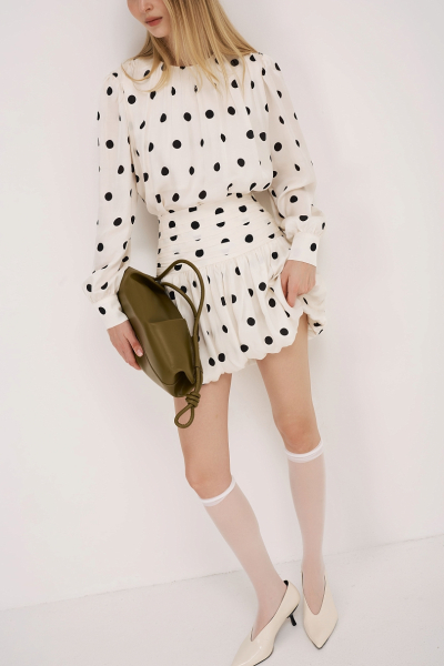 Комплект из вискозы и хлопка в горошек Ricoco, цвет: белый,  купить онлайн