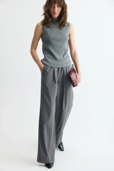 Брюки широкие с эластичным поясом Daisyknit, цвет: серый, 1910 купить онлайн