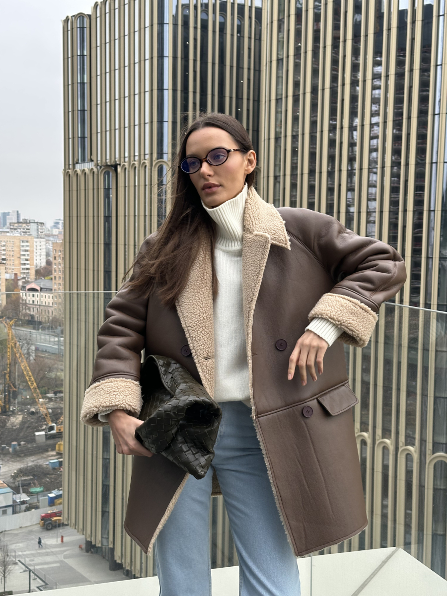 Дубленка из искусственного меха удлиненная