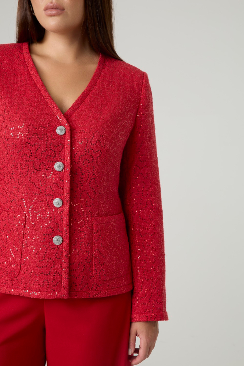 Жакет из твида с пайетками 4forms, цвет: красный, 65461 купить онлайн