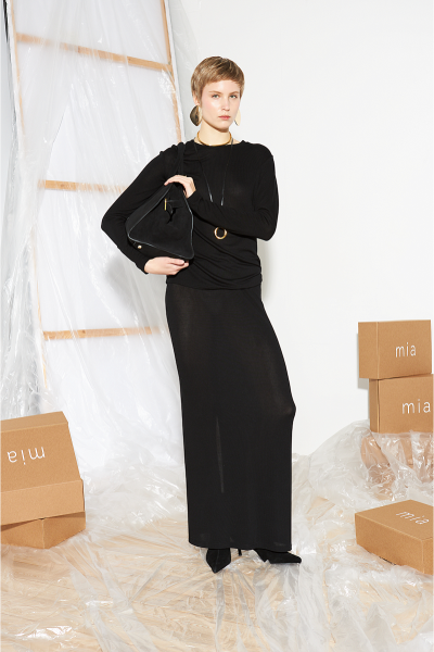 Костюм из вискозы (лонгслив + юбка) MIA AIM, цвет: Черный, MIA580 купить онлайн