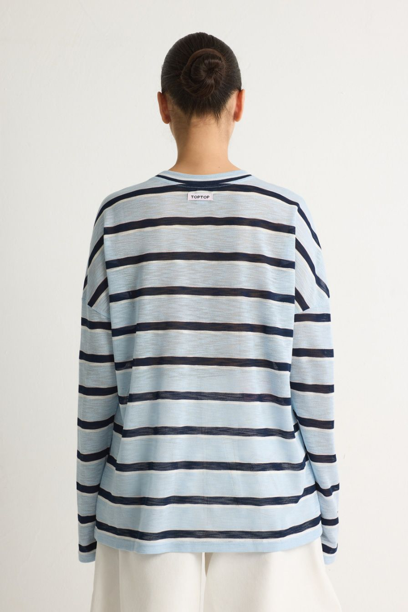 Лонгслив из смесовой вискозы TOPTOP, цвет: голубой с принтом, TT.025.19404.601 купить онлайн