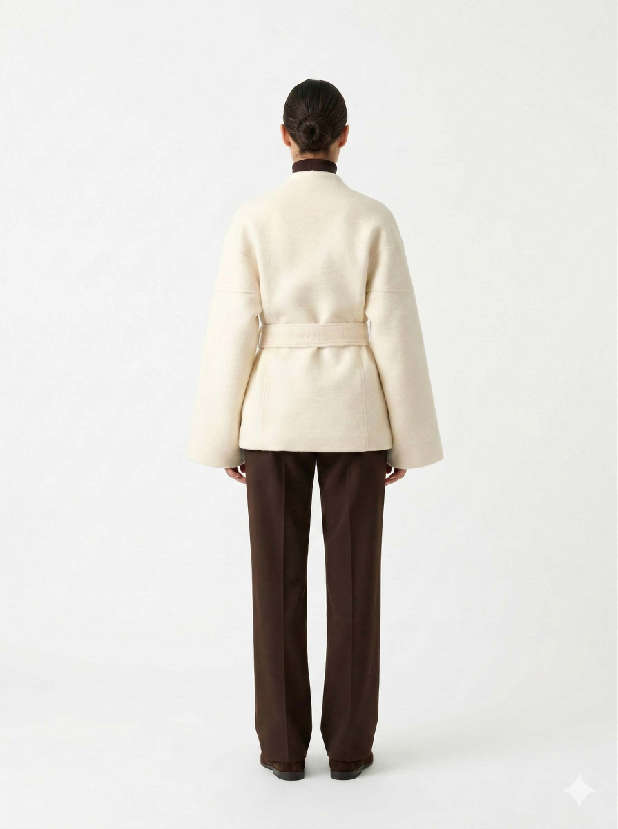 Пальто укороченное приталенного силуэта REFERT, цвет: молочный, 01-3812/1-2511 купить онлайн