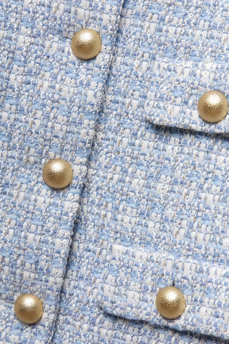 Жакет укороченный из твида с клапанами REFERT, цвет: голубой, 04-3505/4-2511 купить онлайн