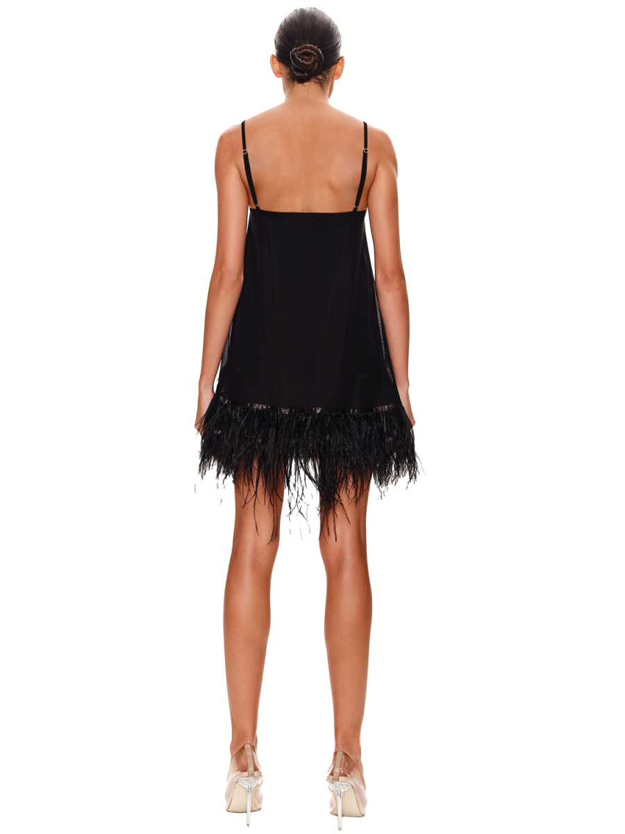 Платье А-силует с перьями SODAMODA, цвет: Черный, 13623 купить онлайн