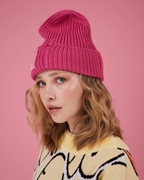 Шапка рваная с гусем TABOO, цвет: фуксия 1010hatFukGus купить онлайн