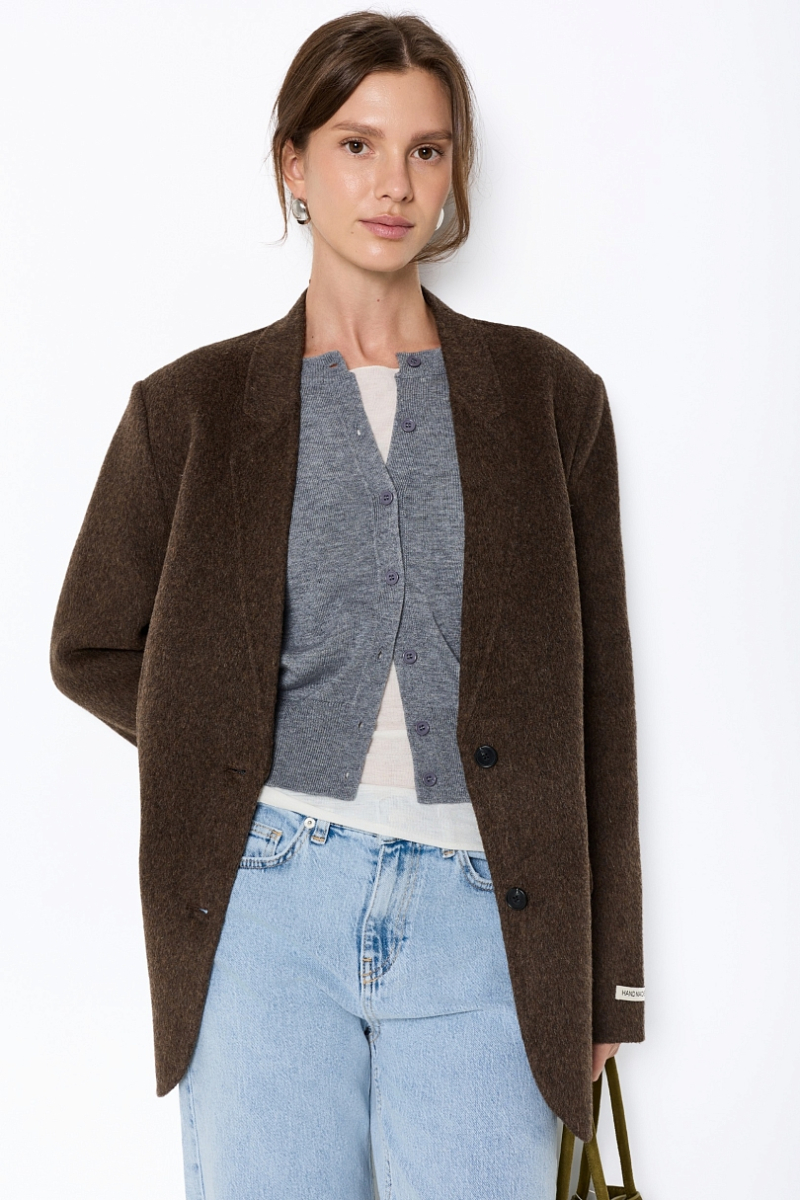 Пальто укороченное из шерсти Ricoco, цвет: шоколадный, 5000/1 купить онлайн