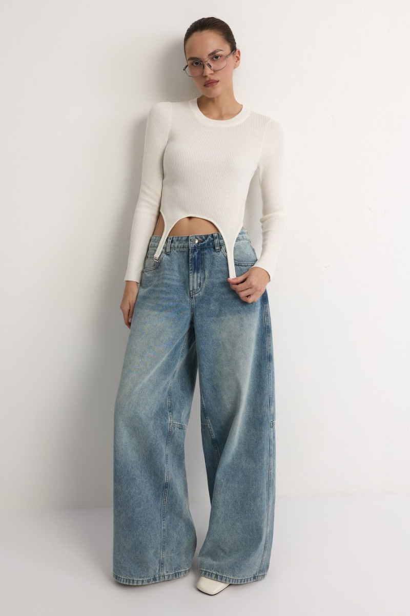 Джемпер с баской TOPTOP, цвет: белый, TT.050.17942.120 купить онлайн