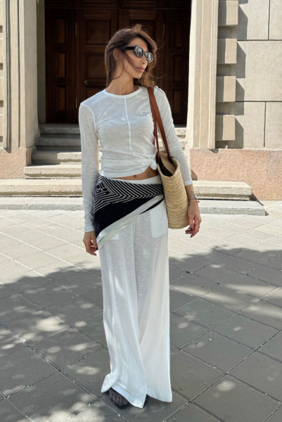Брюки широкие из модала WHITE
