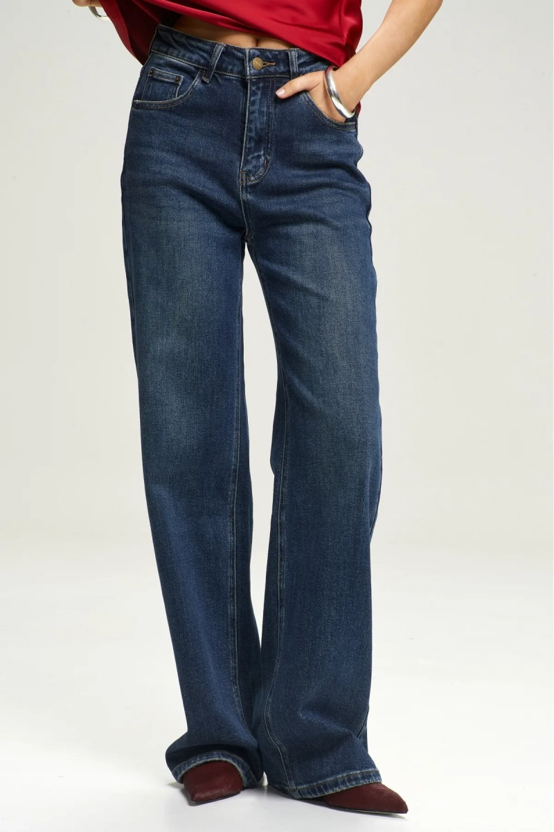 Джинсы Stright с потертостями Dark Blue Erist store, цвет: темно-синий, НФ-00001675 купить онлайн