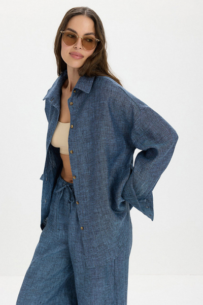 Рубашка лен ABDA, цвет: мажорель, 412609303522 купить онлайн