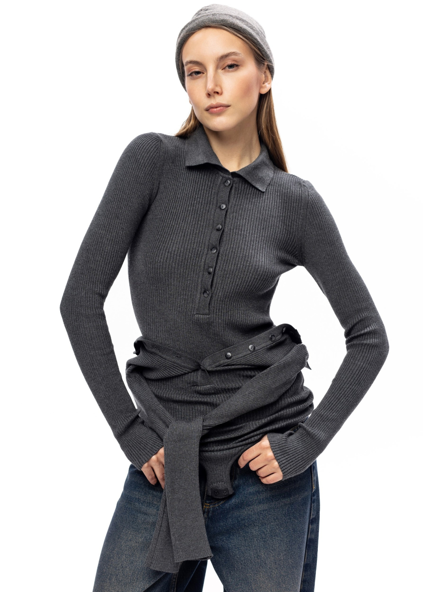 Боди вязаный ASYA SEMYONOVA, цвет: grey, 00-00002458 купить онлайн