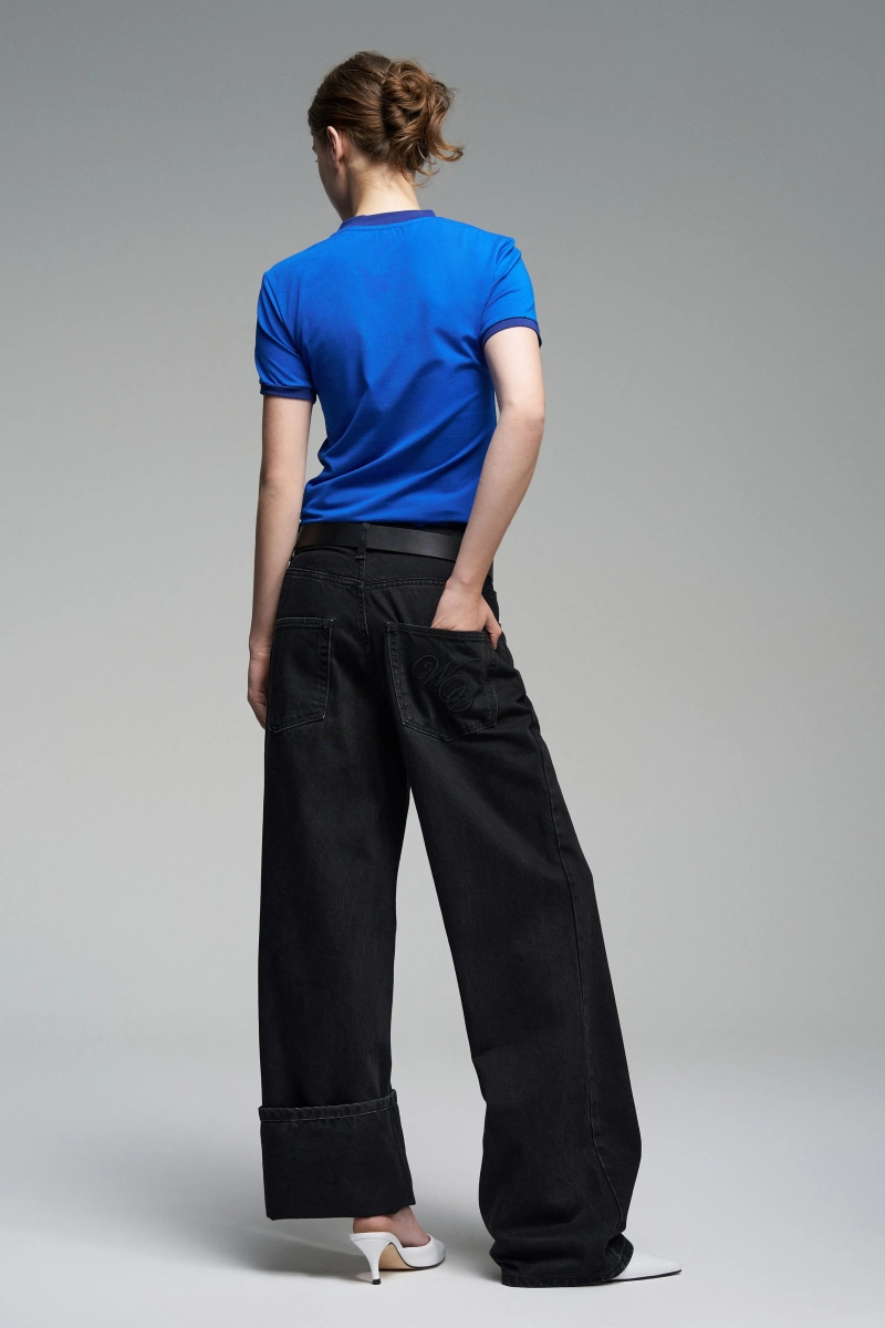 Прямые джинсы с вышивкой WALK OF SHAME, цвет: Черный, DJ009/SS25 купить онлайн