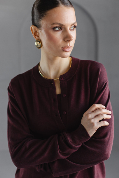 Кардиган из вискозы с шерстью VLVT, цвет: Бордовый, 00-00005137 купить онлайн