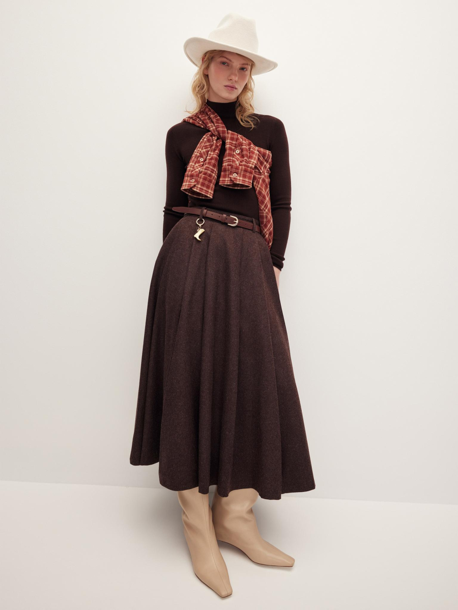 Юбка миди в складку Chaika, цвет: коричневый, AW25SK04-45 купить онлайн