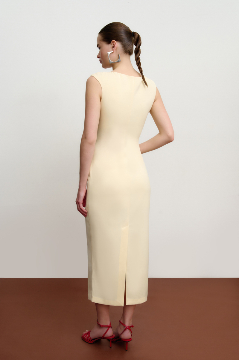 Платье миди из костюмной ткани Mollis, цвет: Сливочный, 17-09-3655/2 купить онлайн