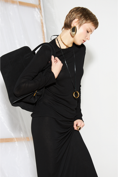 Костюм из вискозы (лонгслив + юбка) MIA AIM, цвет: Черный, MIA580 купить онлайн