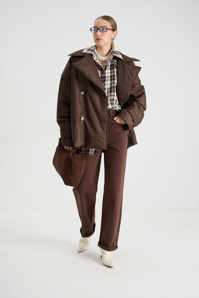 Тренч утепленный mini MIA AIM, цвет: шоколадный, MIA532 купить онлайн