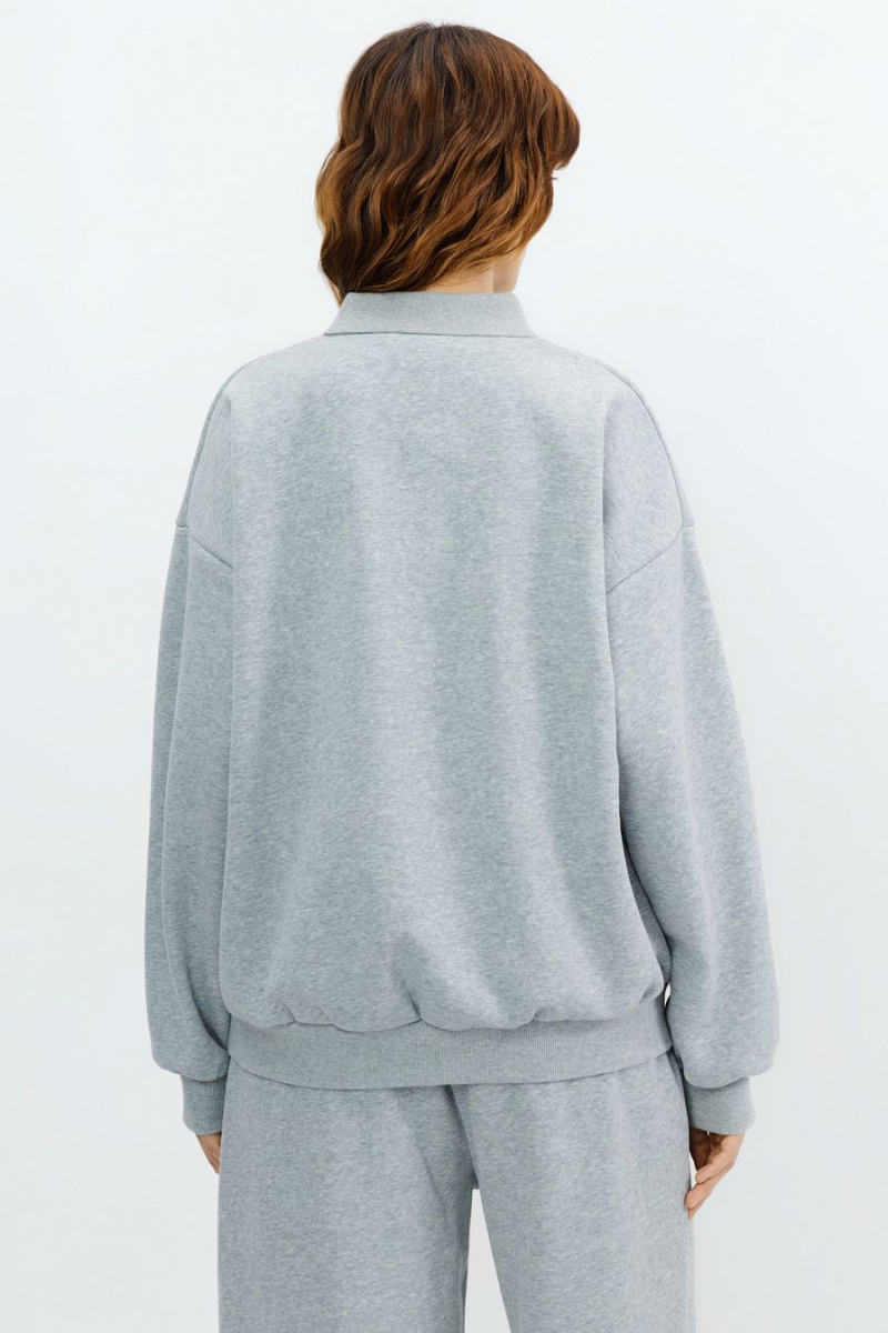 Свитшот с воротником-поло TOPTOP, цвет: серый меланж, TT.053.15957.820 купить онлайн