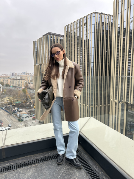 Дубленка из искусственного меха удлиненная VELVET, цвет: коричневый, 00-00005182 купить онлайн