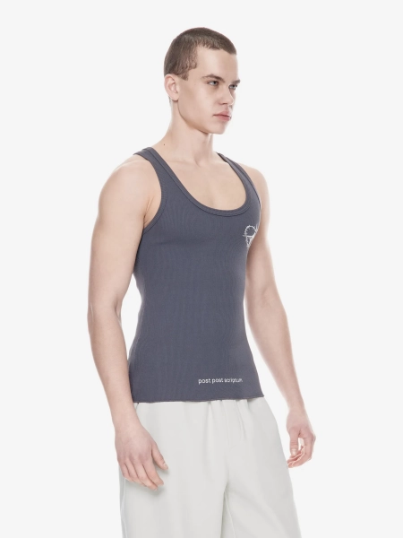 Хлопковая майка с принтом POST POST SCRIPTUM, цвет: потертый серый,  купить онлайн